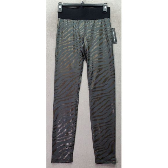 Tahari Leggings Womens Small Gray Blue Zebra Print Metallic Elastic Waist Skinny - Picture 1 of 7